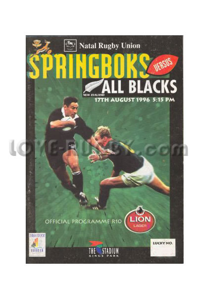1996 South Africa v New Zealand  Rugby Programme